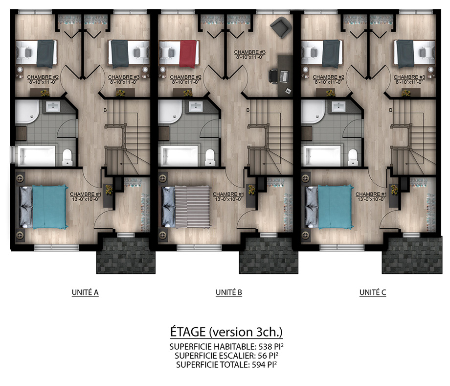 plan de maison jumelée 2 chambres
